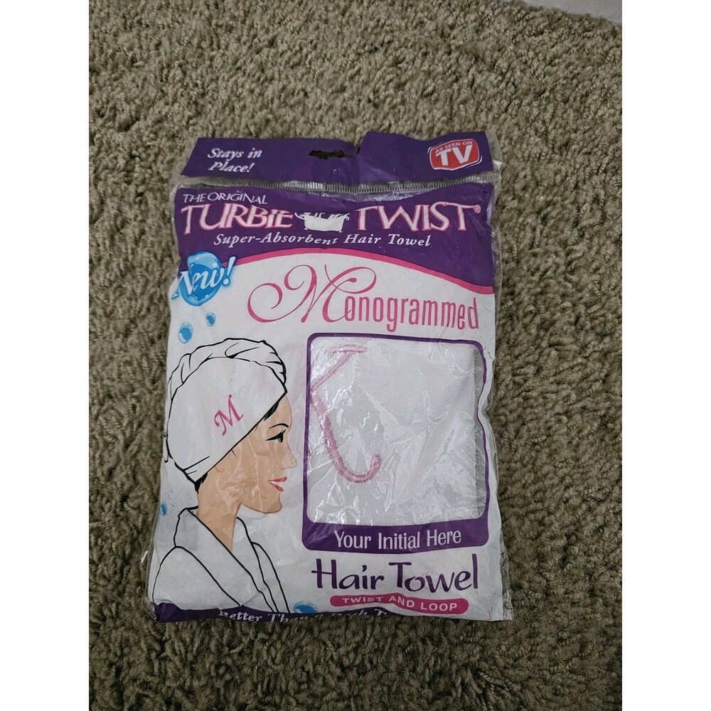 Turbie Twist Monogrammed Microfiber Hair Towel Turban Initial K New